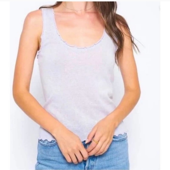 NWT $52 (Color Lilac) Project social T Winsome Lettuce Pointelle Tank Top Size L - Picture 2 of 6